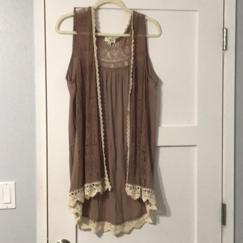 Umgee vest with lace and crochet trim. Boho chic!